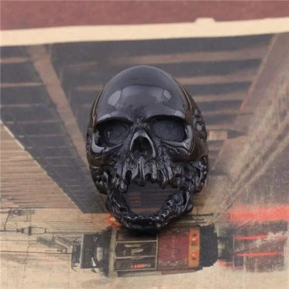 Solid Death Skull Zombi Mens Solid Stainless Steel Ring Trendy - Picture 7 of 8